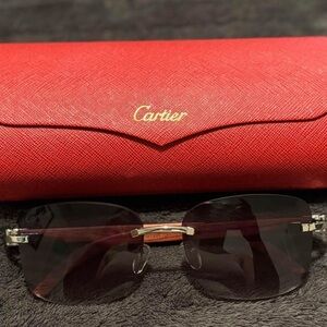 Cartier Sunglasses with Red and Gold Accents
